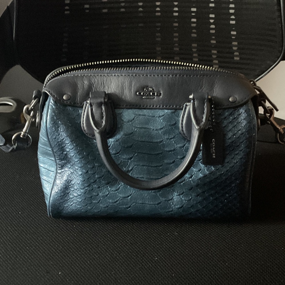 Coach Teal-Blue Textured Mini Satchel - Coach